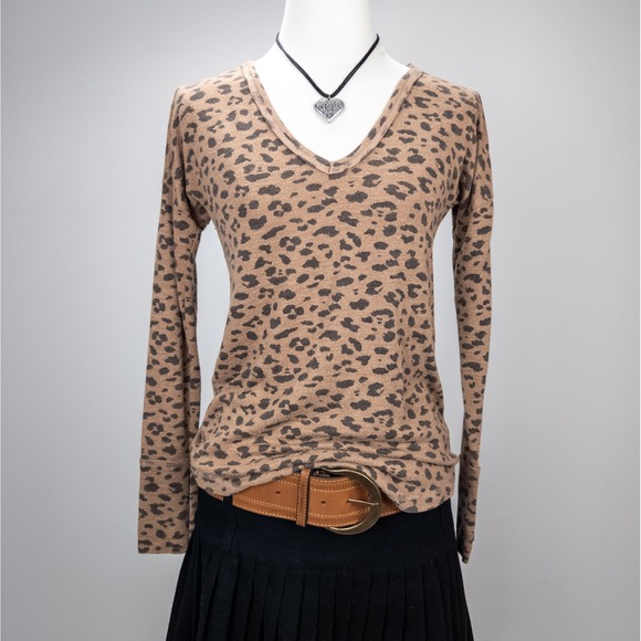 Abercrombie & Fitch Leopard Print Long Sleeve Top - Y2K Indie Sleek Women's XS - Picture 1 of 6